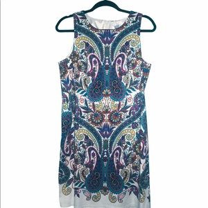 London Times Paisley Dress Multicolor Blue